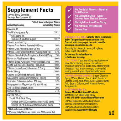 Nature Made Prenatal Gummies With Dha And Folic Acid Dietary Supplement For Daily Nutritional Support 60 Gummies 30 Day Supply