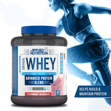 Applied Nutrition Critical Whey Protein Powder Shake Gold Muscle Building Supplement with Glutamine & High Standard Amino Acids BCAA 2.27kg - Servings 67 (Strawberry Milkshake)