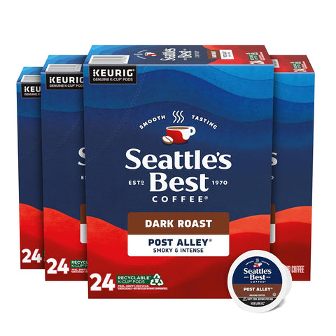 SeattleÃƒÂ¢Ã¢â€šÂ¬Ã¢â€žÂ¢s Best Coffee, Dark Roast K-Cup Coffee Pods, Post Alley, 100% Arabica, 4 Boxes (96 Pods Total)