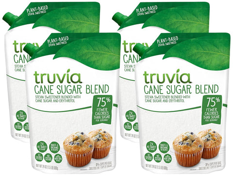 Truvia Cane Sugar Blend Natural Stevia Sweetener and Cane Sugar 24 oz (Pack of 4)