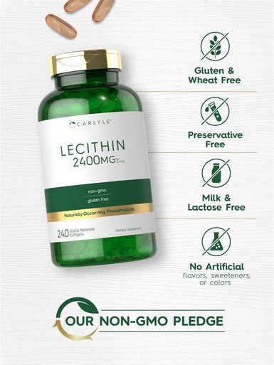 Carlyle Lecithin 2400mg | 240 Softgel Capsules | Phospholipid Supplement | Non-GMO Gluten