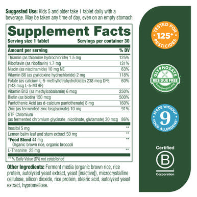 MegaFood Kids B Complex - B Complex Vitamin Supplement - 8 B Vitamins With Vitamin B6 Vitamin B12 Folate Biotin & More - Supports Cellular Energy Production - Vegetarian Gluten Free - 30 Mini Tabs