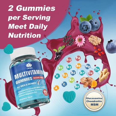 Multivitamin For Women 50+ & Men, Sugar Methylated Multivitamin Gummies With Glucosamine Chondroitin Msm For Senior, Chewable Multi Vitamin D3 K2 & A C E, B Complex, Algae Calcium Magnesium