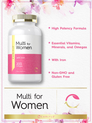 Carlyle Multivitamin For Women With Iron | 200 Softgel Capsules | Nutritional Support Supplement | Non-Gmo, Gluten Free