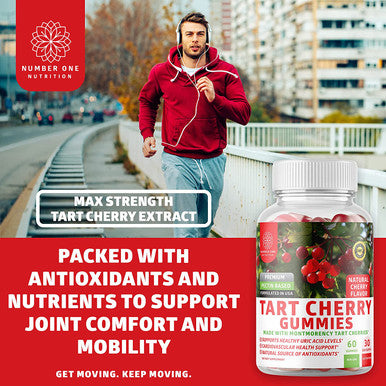 N1N Premium Tart Cherry Gummies Max Strength 2400mg Natural Tart Cherry Extract Celery Seed to Support Uric Acid Health Joint Mobility Muscle Recovery Supplement 60 Gummies