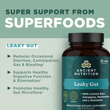 Gut Health Supplement By Ancient Nutrition Leaky Gut Capsules, 60Ctformulated With Licorice Root, Astragalus, Marshmallow, And L-Glutamine, Gluten , Paleo And Keto Friendly, 60 Ct