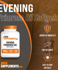 BulkSupplements Evening Primrose Oil 1300mg Softgels - Omega 6 Supplement - Gamma Linoleic Supplement - 1 Evening Primrose Oil Softgels - Primrose Oil Capsules (120 Softgels)