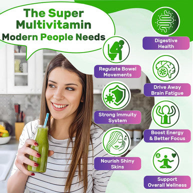 Super Greens Gummies, Greens Superfood Powder Alternative W/Spirulina, Chlorella, Prebiotic Fiber, Probiotic, Fruit Veggie, Daily Greens Vegetable For Digestive & Gut Health, Immunity, Focus, 120 Cts