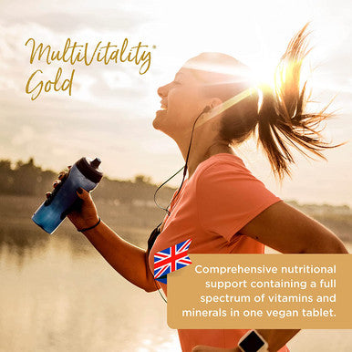 Healthspan Multivitamin Gold (180 Tablets) A-Z Formulation Wellbeing and Immune Support Algal Source Vitamin D3 Vitamins A, B, C, D, E and K Calcium Iron Magnesium Selenium and Zinc Vegan