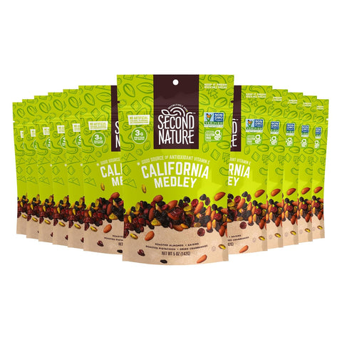 Second Nature Wholesome Medley Trail Mix - 12 Count, 2.25 oz Individual Snack Packs, Certified Gluten-Free Ã¢â‚¬â€œ Dark Chocolate, Dried Fruit and Nut Trail Mix, Ideal for Travel Snacks
