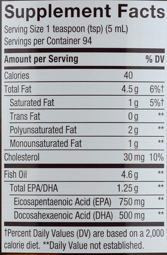 Natures Way Ultra Pure Omega3 Liquid Fish Oil Supplement, Grapefruit Tangerine Flavor, 16 Fl Oz