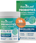 ForestLeaf Probiotics for Men and Women 100 Billion CFU 26 Unique Strains Men's and Women's Probiotic and Prebiotics Support Digestive Health Gut Wellness Energy Mood Immune PH Balance (30 Caps)