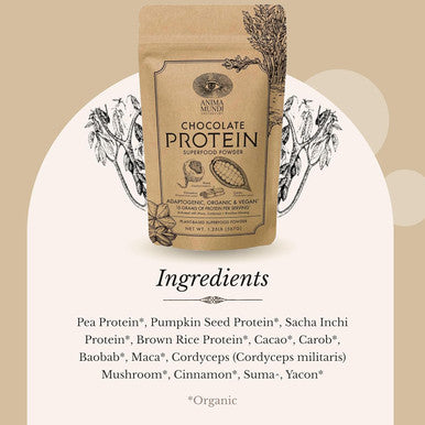Anima Mundi Qi Energy + Protein Superfood Powder Adaptogenic Adrenal Support Supplement Powder with Ashwagandha and Slippery Elm Mood and Energy Support Supplement and Protein Powder 8oz / 227g