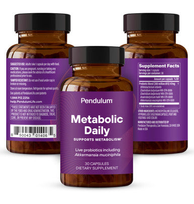 Pendulum Metabolic Daily Multi Strain Probiotic with Akkermansia muciniphila to Support Metabolism and Sustain Energy Levels for Women and Men 30 Capsules 1 Pack