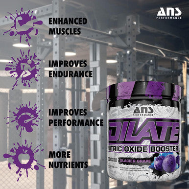 ANS Performance Dilate Pump PreWorkout Powder - Dietary Supplement - Maximizes Muscle Growth, Strength Performance - No Stims, Beta-Alanine, Creatine - 30 Servings