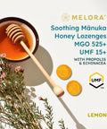 Manuka Honey Lozenges, Lemon Lozenges for Sore Throat Relief, 15 Honey Cough Drops (2.1 oz) ÃƒÂ¢Ã¢â€šÂ¬Ã¢â‚¬Å“ Dry Mouth Lozenges infused with Propolis & Echinacea, made with Raw Honey for Immune Support