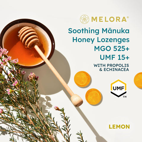 Manuka Honey Lozenges, Lemon Lozenges for Sore Throat Relief, 15 Honey Cough Drops (2.1 oz) ÃƒÂ¢Ã¢â€šÂ¬Ã¢â‚¬Å“ Dry Mouth Lozenges infused with Propolis & Echinacea, made with Raw Honey for Immune Support
