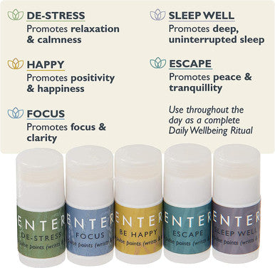 Scentered Aromatherapy Balm Mindful Minis Gift Set - Sleep Well, De Stress, Escape, Be Happy and Focus