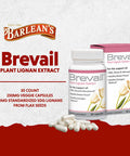 Barlean's Brevail Plant Lignan Extract Capsules Proactive Breast Health Supplement With 50 Mg Sdg Lignans From Flax Seed Hulls For Healthy Estrogen Balance and Pms Mood Support Pills 30 Count
