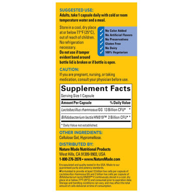 Nature Made Advanced Dual Action Probiotics 15 Billion Cfu Per Serving 30 Capsules For Gas Bloating And Digestive Balance