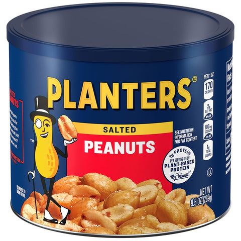 PLANTERS Peanuts, Lightly Salted Peanuts, Dry Roasted, Snacks for Adults, (6 ct Pack, 2.2 lb Containers)