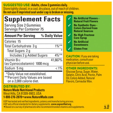 Nature Made Energy B12 1000 Mcg Dietary Supplement For Energy Metabolism Support 150 Gummies 75 Day Supply