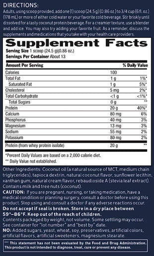 Biochem 100% Whey Isolate Protein - 11.2 oz - Sugar Free Coconut - 20g Vegetarian Protein - Keto-Friendly - Amino Acids - May Help Support Immune System - Easy to Mix - Magnesium