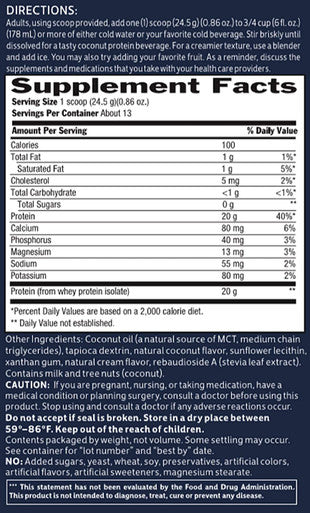 Biochem 100 Whey Isolate Protein 11.2 oz Sugar Coconut 20g Vegetarian Protein KetoFriendly Amino Acids May Help Support Immune System Easy to Mix Magnesium