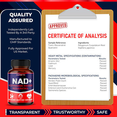 Nad+ Supplement With Nicotinamide Riboside Nr, Resveratrol, Quercetin - Cellular Energy & Repair, Vitality, Healthy Aging (90 Count (Pack Of 1))