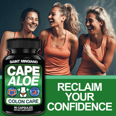 Saint Mingiano Cape Aloe Colon Cleanse, Detox & Flush - 90 Capsules. Gentle Constipation Relief And Bowel Movement Acting As Natural Herbal Laxative - Supports Bowel Movements For Digestive Health