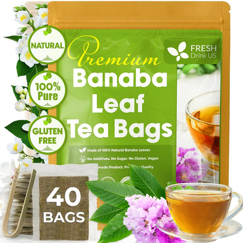 FreshDrinkUS, Premium 75 Mulberry Leaf Tea Bags, 100% Natural & Pure from Mulberry Leaves. Loose Leaf Herbal Tea. Made with Natural Material Tea Bags. No Sugar, No Caffeine, No Gluten, Vegan.
