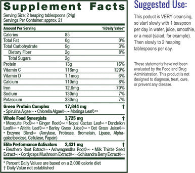 HEALTHFORCE SUPERFOODS Elite Green Protein - 500 Grams - Plant-Based Protein Powder - Promotes Performance & Endurance - Vegan, Gluten Free - 20 Servings