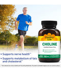Country Life Choline 266Mg 100 Tablets Certified Gluten Free Certified Vegan Certified Halal