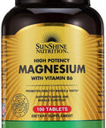 Sunshine Nutrition High Potency Magnesium With Vitamin B6 100 Tablets