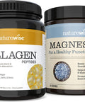 NatureWise Enhanced Collagen Peptides Magnesium Powder Bundle for Healthy Hair Skin Nails Joints Muscle Function Bone Density Sleep Support