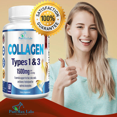 YUMMYVITE Collagen Types I & Iii - Collagen Pills, Supports Healthy Hair, Skin, Nails, Joints - Hydrolyzed Collagen Supplement, 60 Capsules