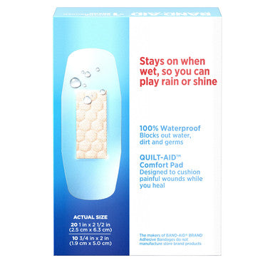 Band-Aid Brand Water Block Clear Waterproof Sterile Adhesive Bandages For First-Aid Wound Care Of Minor Cuts And Scrapes, Assorted Sizes, 30 Ct (Pack Of 6)