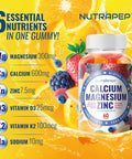 Calcium Magnesium Zinc Supplement Gummies With Vitamin D3 K2 Magnesium Glycinate Orange Berry Flavored Vegan Sugar Gluten Chewable For Men Women Kids