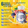 Calcium Magnesium Zinc Supplement Gummies With Vitamin D3 K2 Magnesium Glycinate Orange Berry Flavored Vegan Sugar Gluten Chewable For Men Women Kids