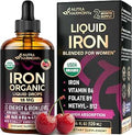 Liquid Iron Supplement For Women 18 Mg Usda Organic Drops UsaMade With Folate Vitamin B12 and B6 Iron Level and Energy Gentle and High Absorption Glycinate Form Cherry Flavor SugarFree 4 Oz