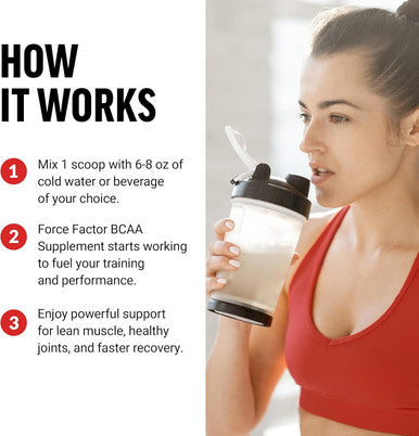 Force Factor BCAA Amino Acids Supplement 2:1:1 Delicious and Refreshing BCAA Powder to Support Muscle Recovery and Performance No Artificial Colors or Flavors Orange Mango 30 Servings