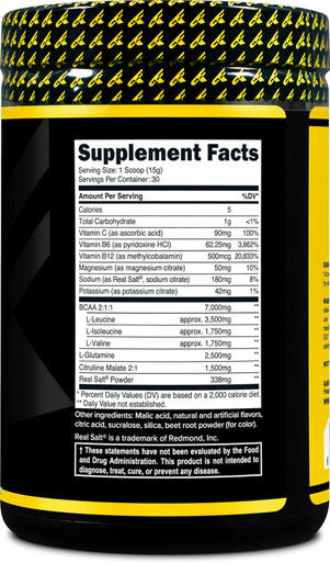 Primaforce BCAA Powder (Watermelon) - 7000MG 2:1:1 BCAAs 30 Servings Post-Workout Recovery Drink with Amino Acids and Real Salt for Men & Women