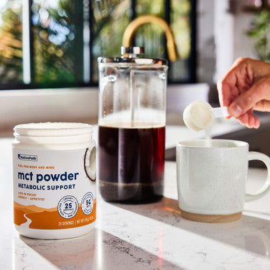 NativePath MCT Oil Powder Supplement - Unflavored MCT Powder with Keto-Friendly C8 MCTs Free of Dairy Gluten and GMOs 25 Servings