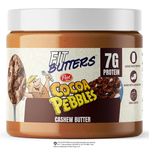 Fit Butters Birthday Cake Cashew Almond Butter Spread - Added Protein and Coconut Oil, Low Carb, Low Sugar, Gluten Free, Complete Protein Dessert Flavored Nut Butter