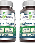 Amazing Nutrition Formulas Hyaluronic Acid Supplement | 200 Mg Per Serving | 120 Capsules | Non-GMO | Gluten | Made in USA | Pack of 2
