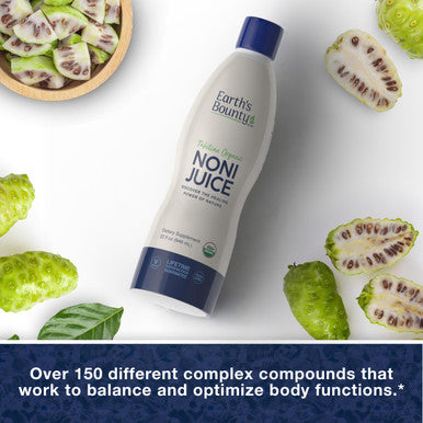 Earth's Bounty Tahitian Organic Noni Juice - 32 fl.oz - 100% Pure Natural Immune & Joint Support - Organic Kosher Noni Juice - No Additives