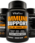 VitaRaw Immune Support Vitamins Elderberry with Zinc Vitamin C and Garlic for Adults Sambucus Black Elderberry Capsules and Echinacea Immunity Renewal Complex