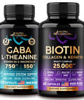 NUTRAHARMONY Gaba With L-Theanine Capsules & Biotin Collagen Capsules