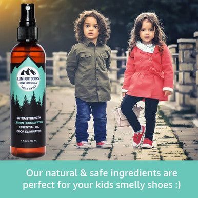 Natural Shoe Deodorizer Spray, Foot Odor Eliminator and Air Freshener - Organic Lemongrass, Mint, Tea Tree Essential Oils