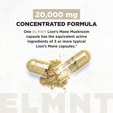 20,000mg 16x Strength Lions Mane Supplement Capsules Super Nootropic w. Ashwagandha & Rhodiola - Highest Potency Lion's Mane Mushroom Extract 50% Polysaccharides - Brain Supplement for Memory & Focus
